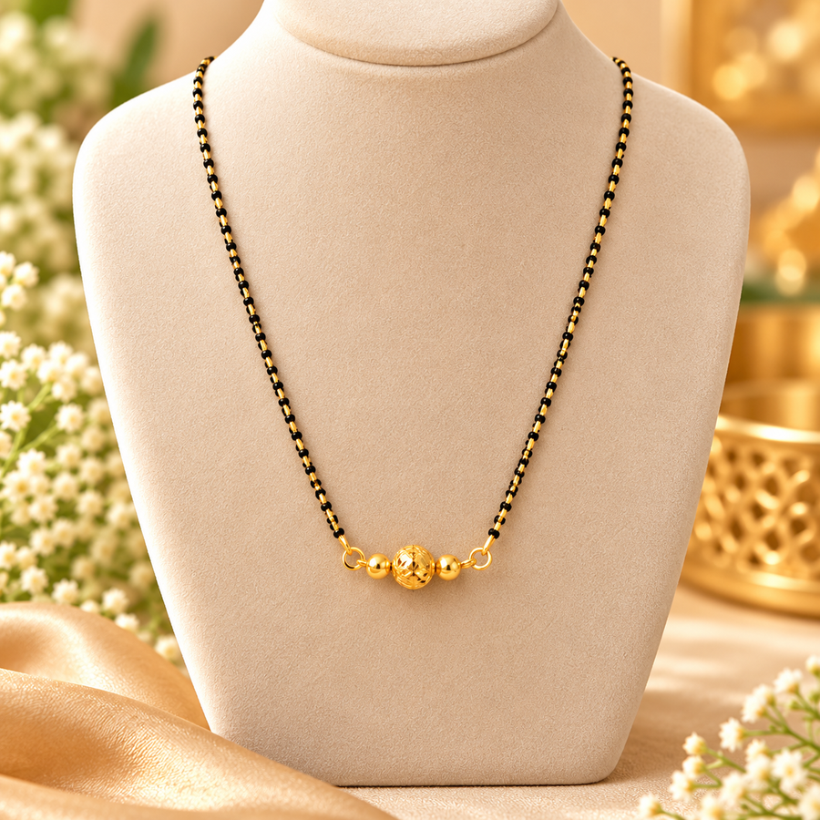 Golden Bead Minimal Black Beaded Mangalsutra