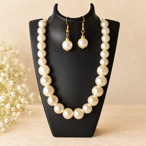 Elegant Pearl Beaded Necklace Set with Matching Earrings