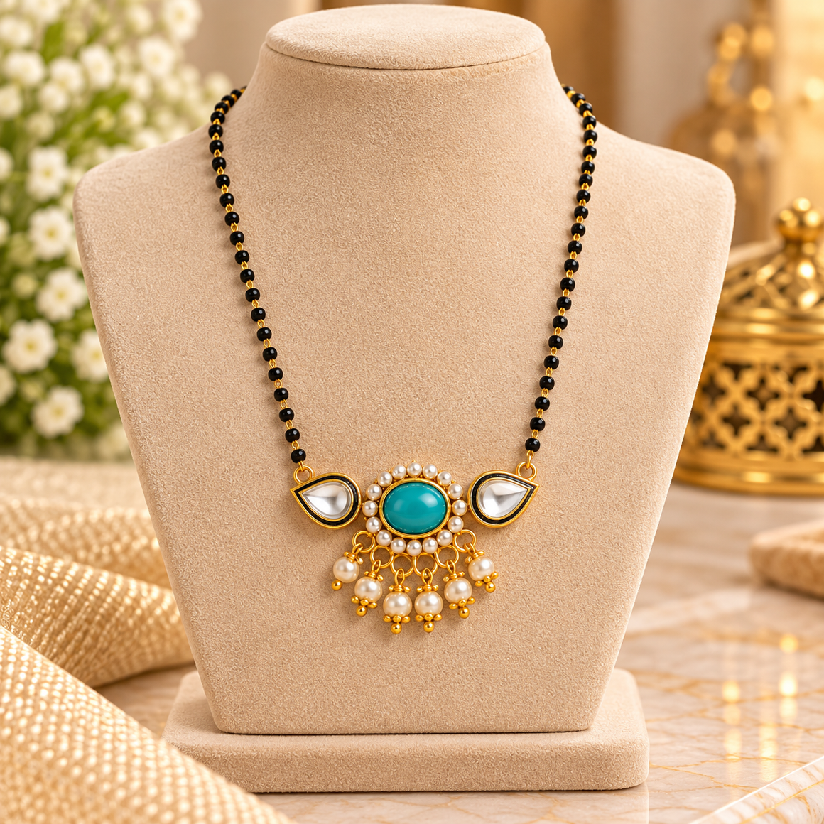 Peacock kundan mangalsutra